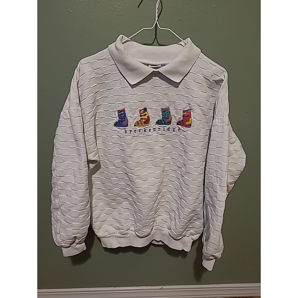 Vintage Crazy Shirts Snowboard Breckenridge Colorado Embroidered Sweater Mens XS